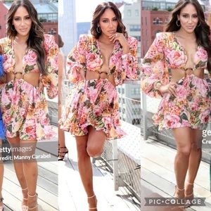 BRONX & BANCO Rosa cutout floral-print georgette mini dress - XS